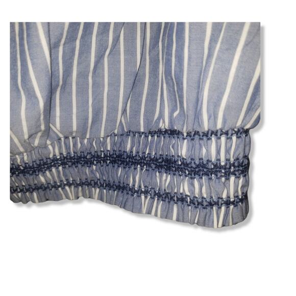 EUC, Chambray Off the Shoulder Embroidery Striped top sz Small - Picture 6 of 10
